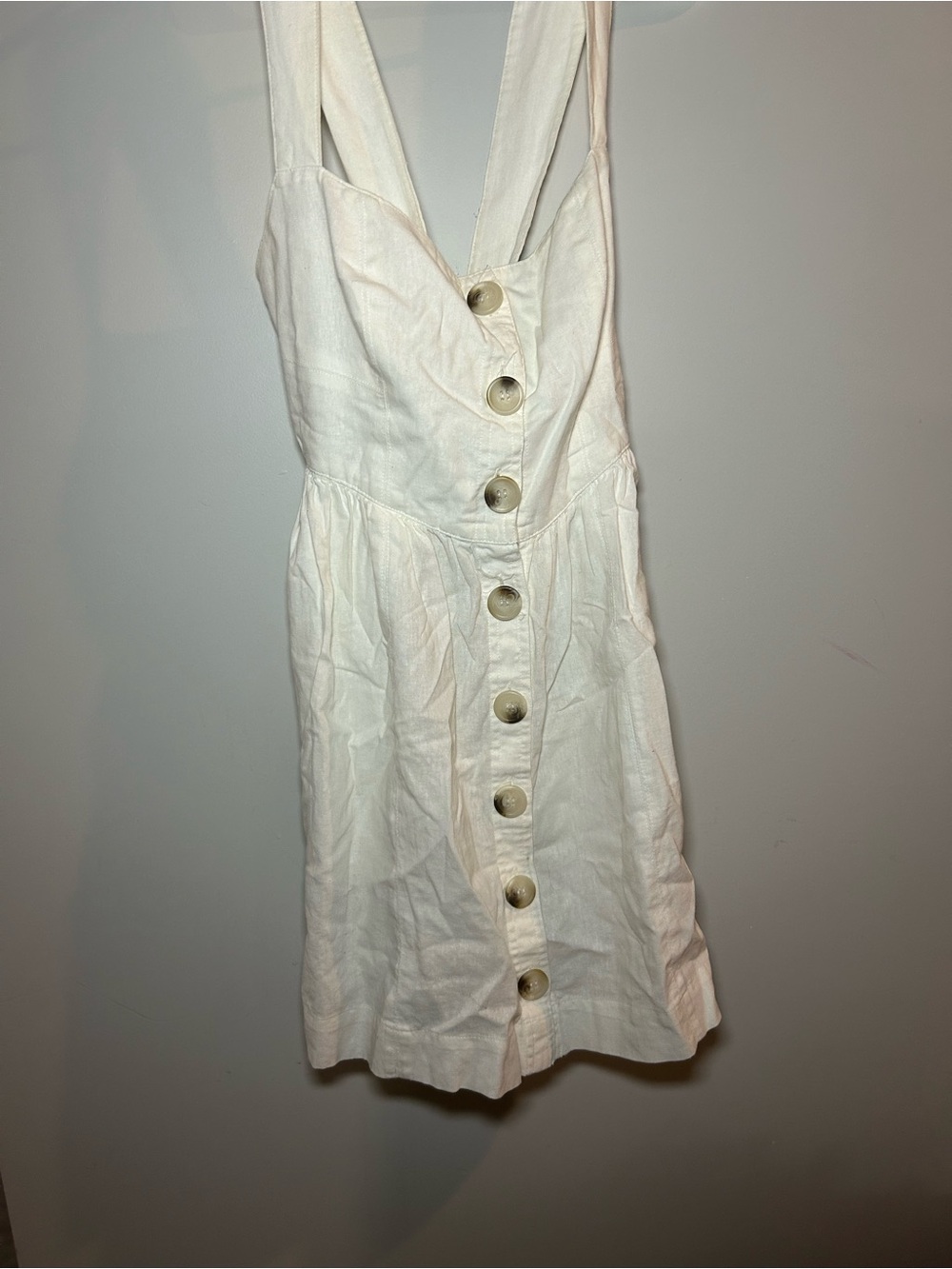 Free People Cream Button-Front Mini Sundress - Picture 2 of 4